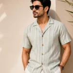 Ivory Blue Cuban Shirt