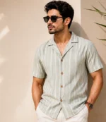 Ivory Blue Cuban Shirt