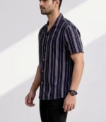NEVY BLUE  Floral Cuban Shirt - Image 3