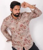 Rust Floral Casual Shirt - Image 3