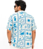Sky Blue Printed Cuban Shirt - Image 2