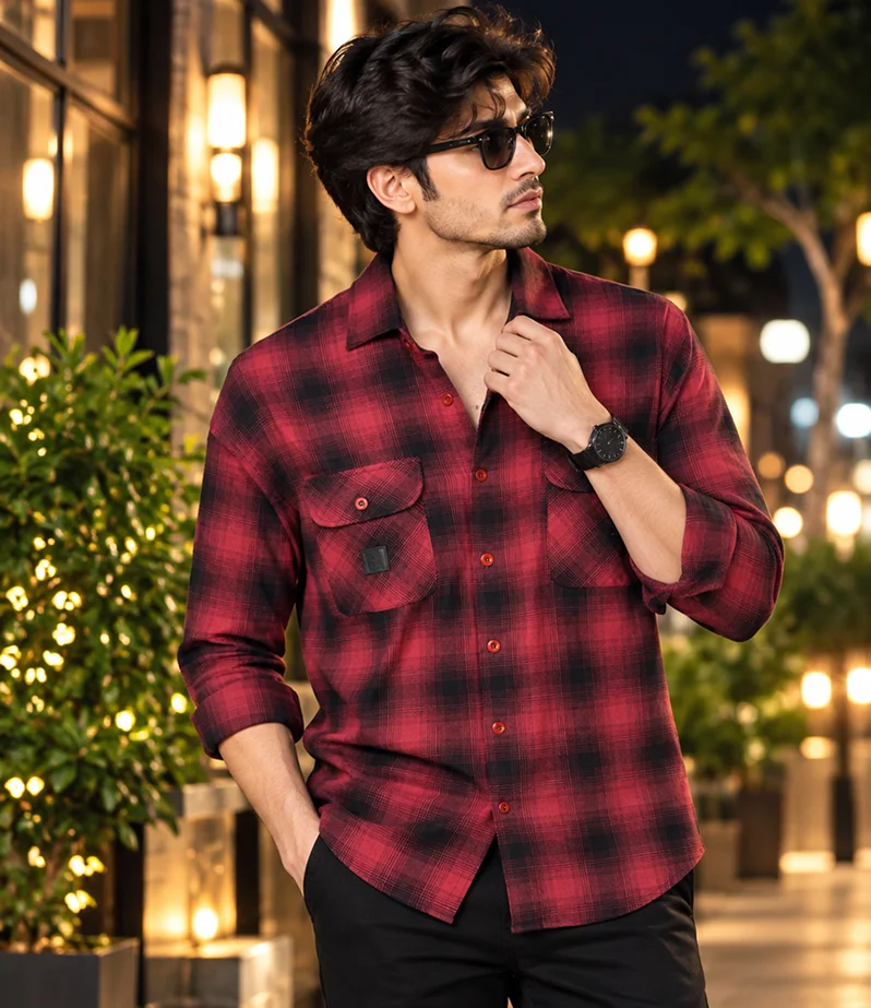 Crimson Black Check Shirt 1
