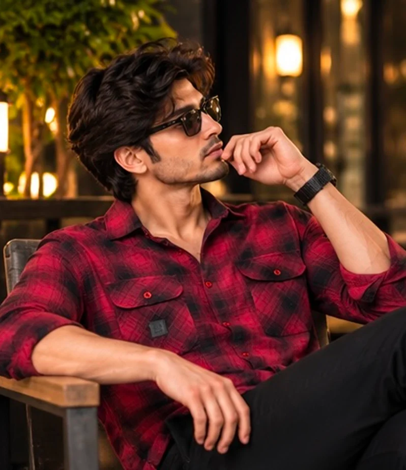 Crimson Black Check Shirt 2