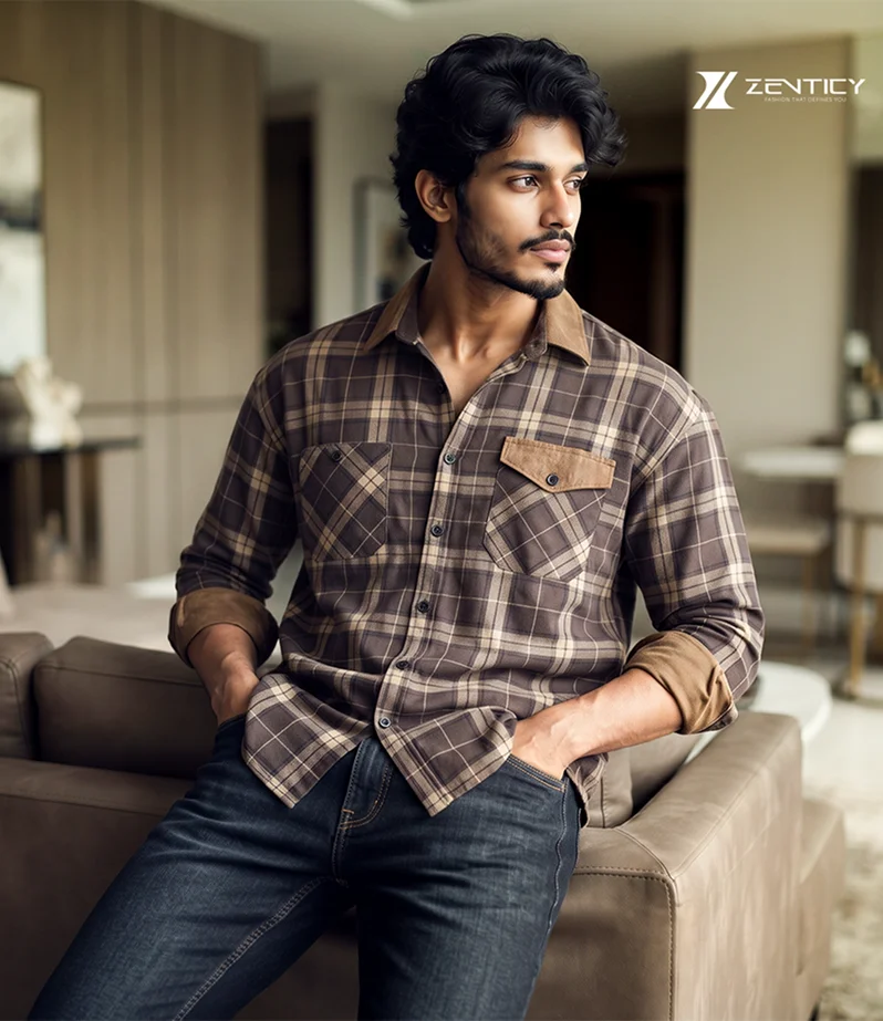 Mocha Brown Check Shirt