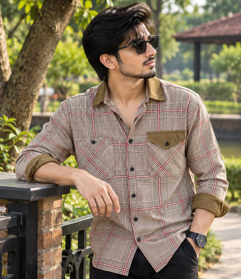 Mocha Plaid Shirt 1