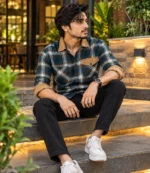 Navy Brown Check Shirt 3