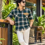 Navy Brown Check Shirt
