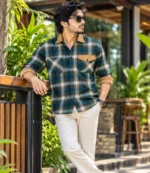 Navy Brown Check Shirt