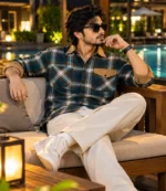 Navy Brown Check Shirt1