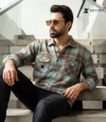 Olive Brown Check Shirt - Image 3
