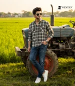 Olive Grey Check Shirt - Image 3