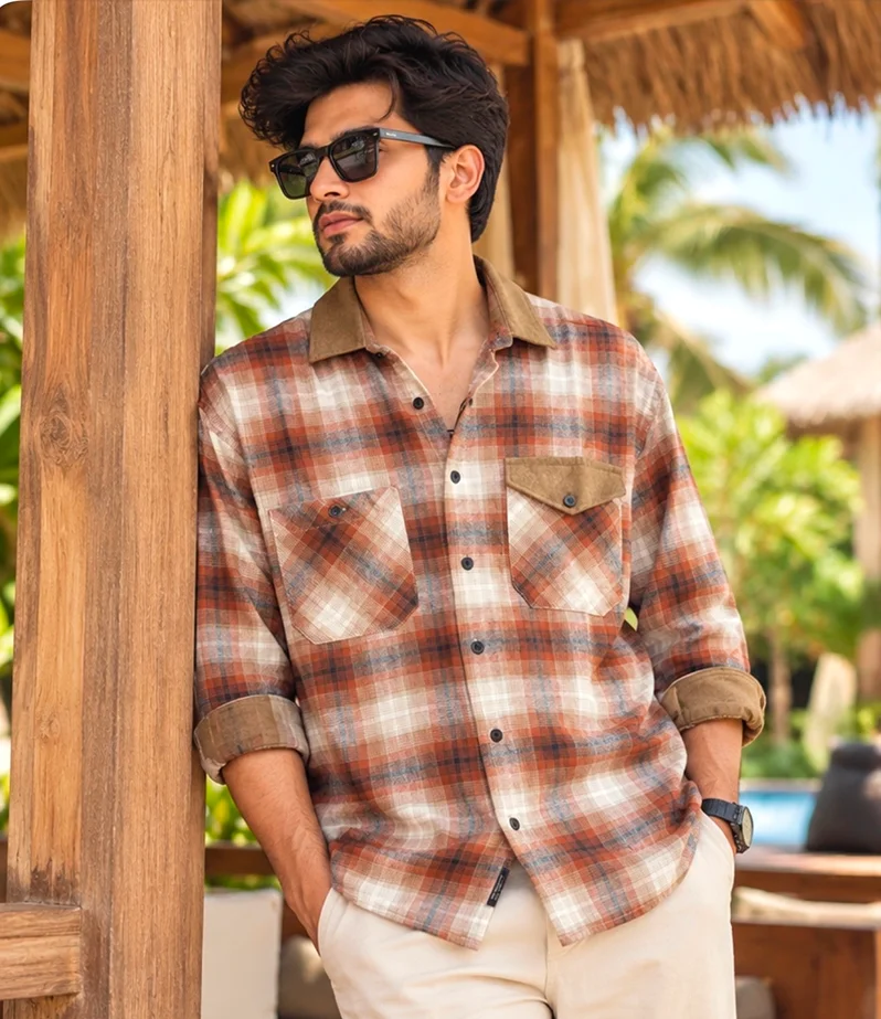 Rust Brown Check Shirt 1
