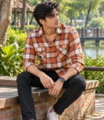 Rust Orange Check Shirt 1