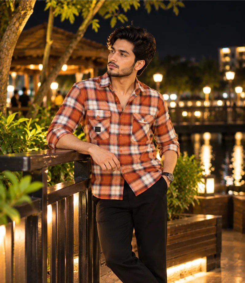 Rust Orange Check Shirt